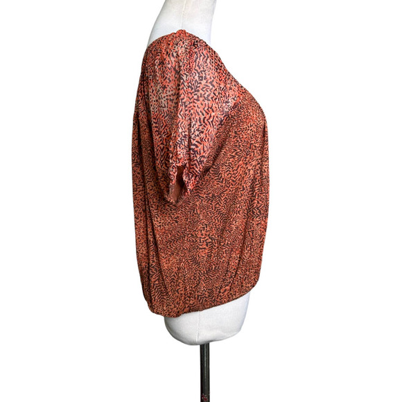 Loft orange animal print short sleeves blouse size XSP - Picture 3 of 7